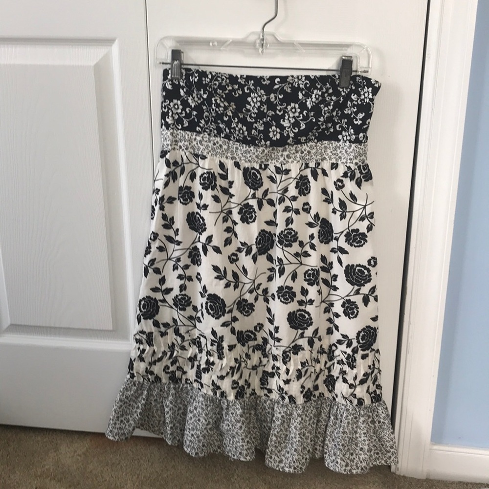 Black and white strapless Loft dress